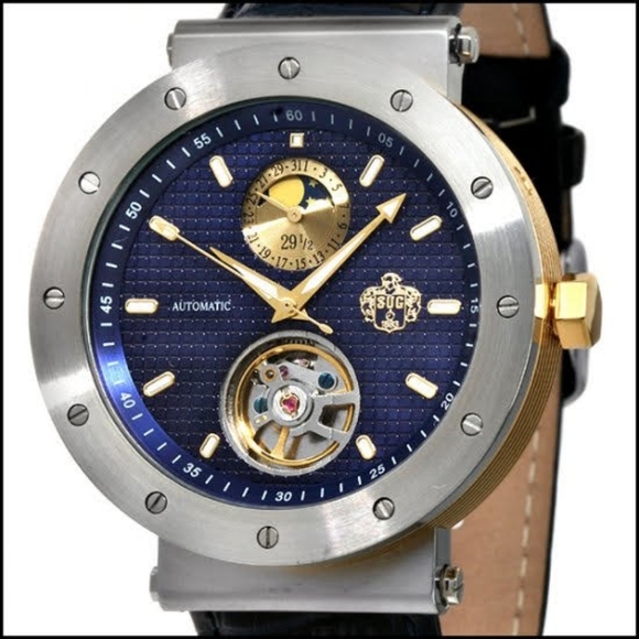 S.U.G. OPEN HEART MEN\'S 20J AUTOMATIC WATCH BLUE